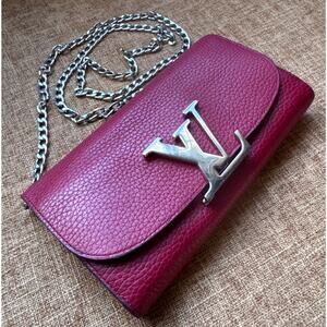 Auth. Louis Vuitton Parsenea Portefeuille Vivienne Fuchsia Leather Long Wallet